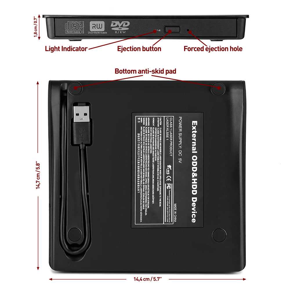 Grabadora Externa CD/DVD USB 3.0 Re-Grabadora Ultra Slim Portátil para Windows 10 7 8 Vista XP Mac OS Linux
