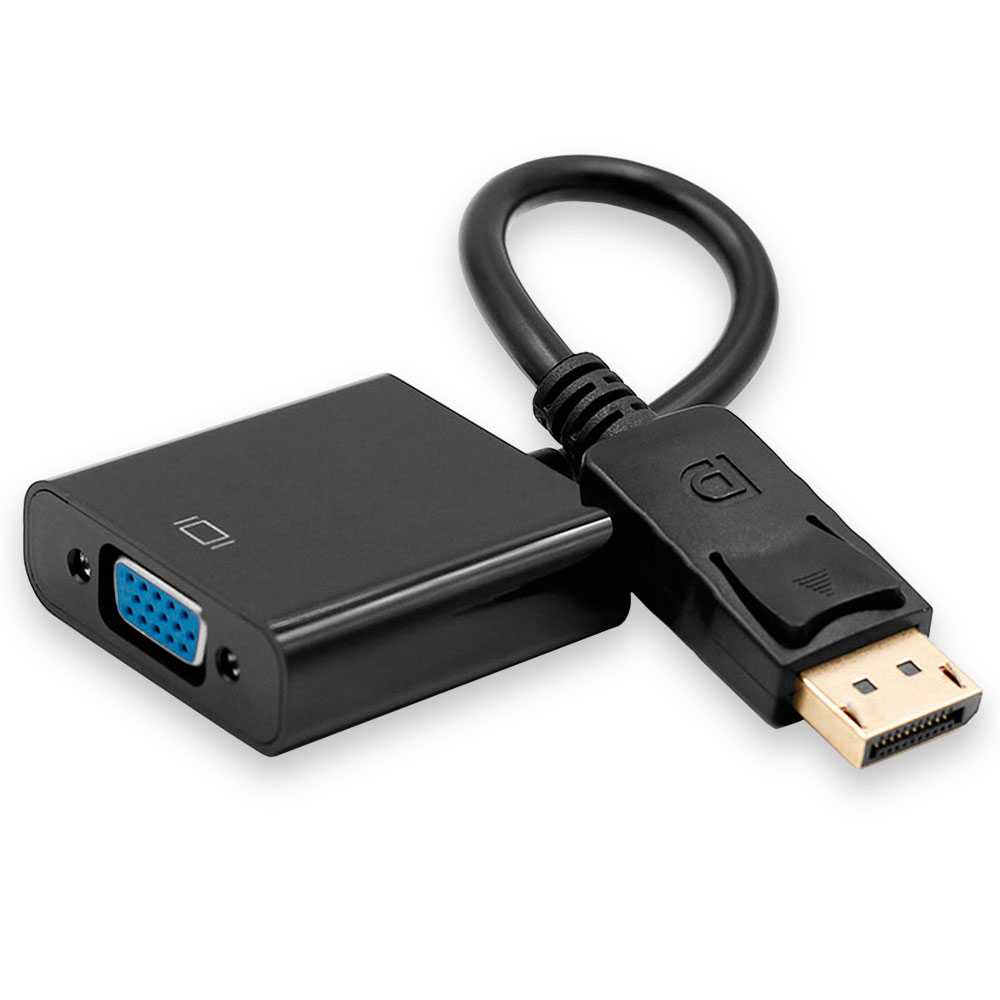 Adaptador de DP Macho a VGA Hembra Negro Entrada DisplayPort Salida SVGA Conversor Video Full HD 1080p para PC Monitor