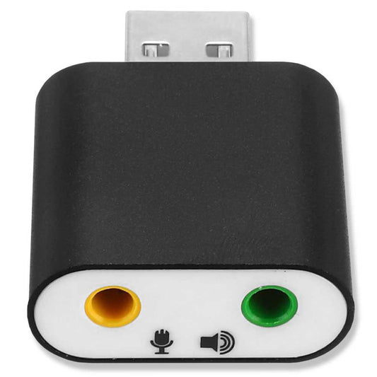 Tarjeta de Sonido USB 2.0 GF2420 Negra 2 Jack 3.5mm Entrada Micrófono Salida Altavoces Auriculares Sonido Estéreo