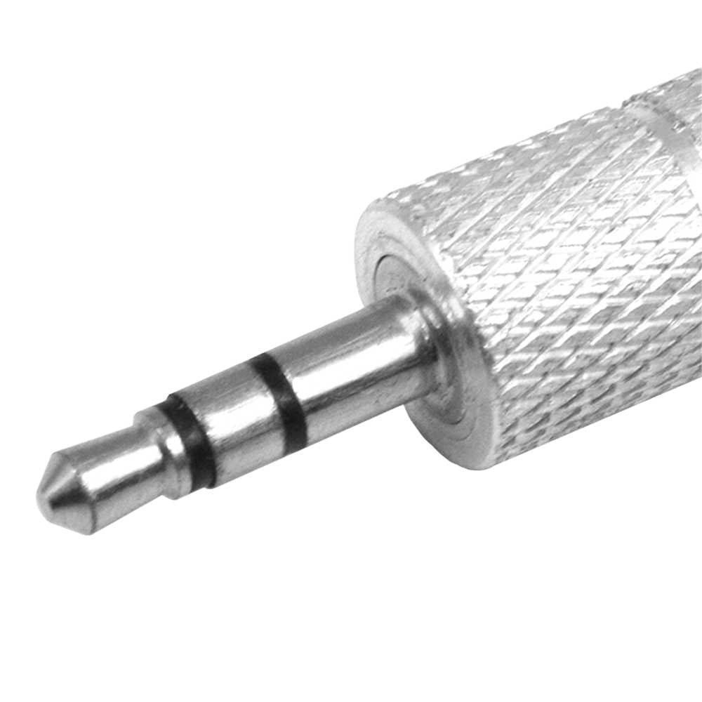 Adaptador Auxiliar Conector Doble Macho Mini Jack 3.5mm TRS 3 Polos Sonido Éstereo Cuerpo Metálico Acoplador Aux