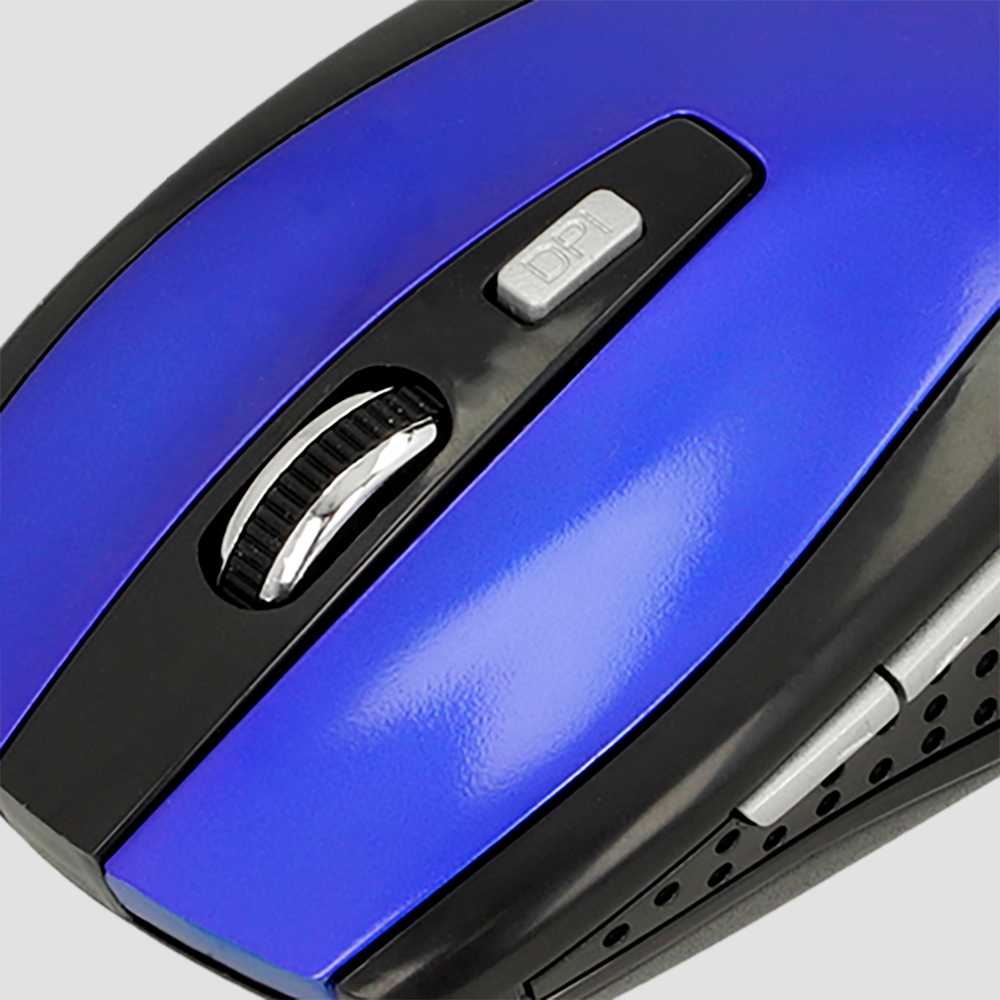 Ratón Óptico Inalámbrico 6 Botones con Receptor USB 1600 DPI Ajustable para PC Ordenador Azul Mouse Sin Cables