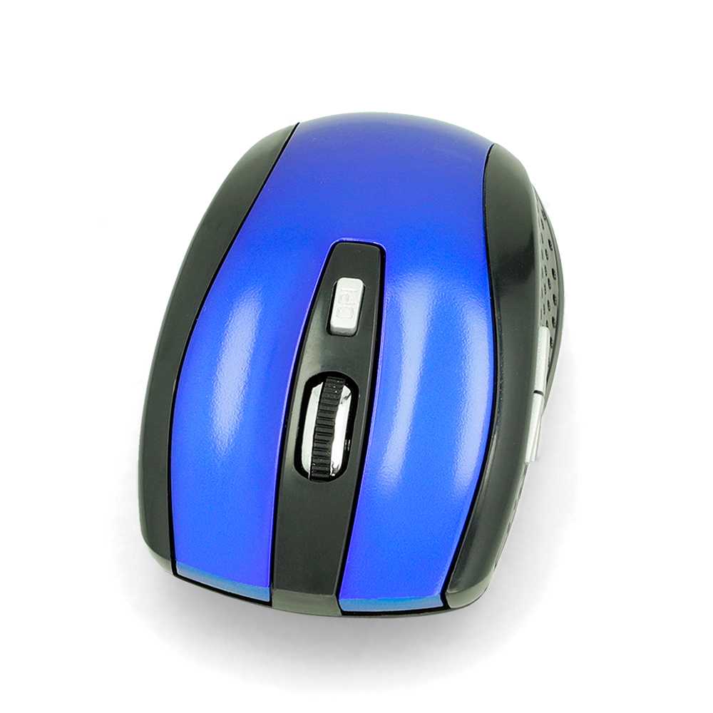 Ratón Óptico Inalámbrico 6 Botones con Receptor USB 1600 DPI Ajustable para PC Ordenador Azul Mouse Sin Cables