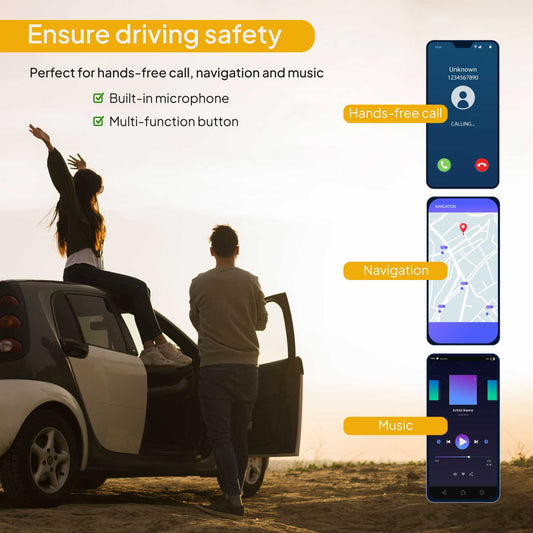 Receptor Bluetooth Coche, Adaptador Bluetooth Jack 3,5mm, Manos Libres/Altavoces/Auriculares, J33,Negro Mate/Plata