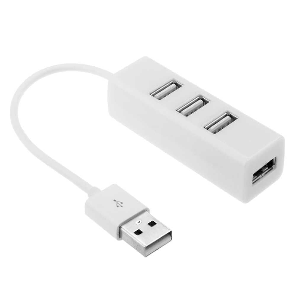 Adaptador Hub 4 Puertos USB 2.0 Multipuerto Datos Blanco para PC Ordenadores Portatiles Concentrador Ladron Switch Splitter Extensor Divisor 4en1 Multiplicador Entradas Tomas Cable