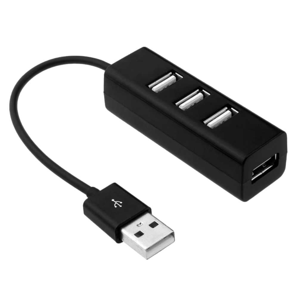 Adaptador Hub 4 Puertos USB 2.0 Multipuerto Datos Negro para PC Ordenadores Portatiles Concentrador Ladron Switch Splitter Extensor Divisor 4en1 Multiplicador Entradas Tomas Cable