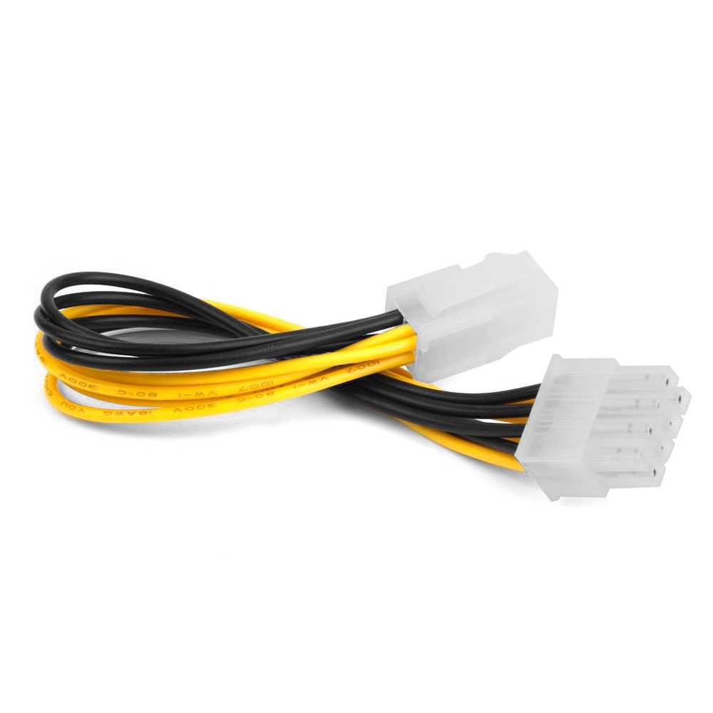 Adaptador ATX 4 Pines Hembra a 8 Pin Macho 12V Cable Conector Negro/Amarillo