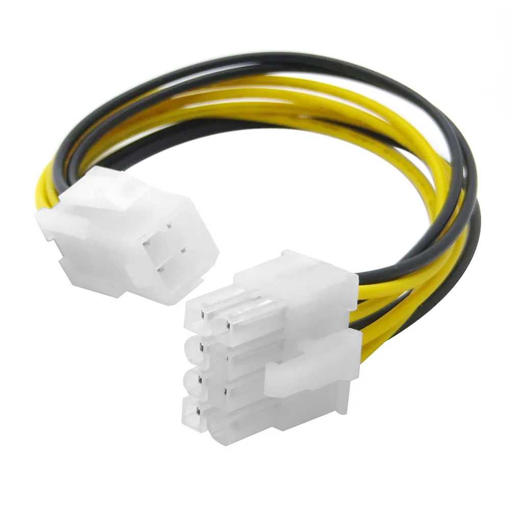 Adaptador ATX 4 Pines Hembra a 8 Pin Macho 12V Cable Conector Negro/Amarillo