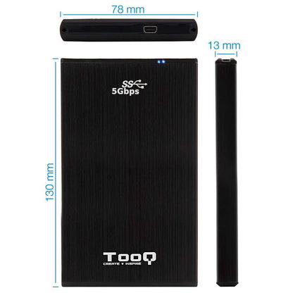 Tooq TQE-2522B Caja Externa USB 3.0 Ligera para Disco Duro SATA de 2.5 Pulgadas Negra Carcasa Discos Duros HDD/SSD