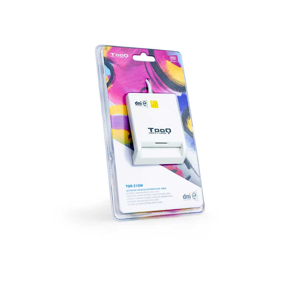 Tooq TQR-210W Lector Externo Cable Conector USB 2.0 Blanco para DNI Electrónico DNIe Tarjetas Inteligentes Smart Cards