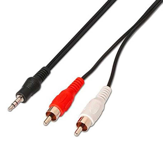 Nanocable 10.24.0303 3m Cable Adaptador de Audio Jack 3,5mm a 2 RCA L/R Machos Conversor Sonido Estereo Analogico MiniJack 3,5 mm Doble RCA M/M-M