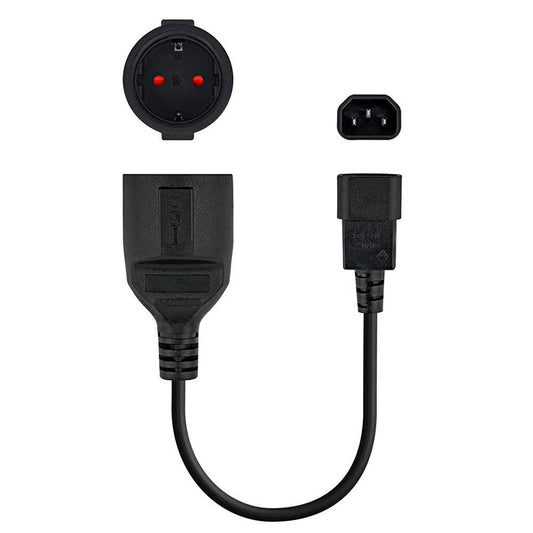 Nanocable - Adaptador de Alimentación C14 M a CEE7 H, 16 A, 25 cm