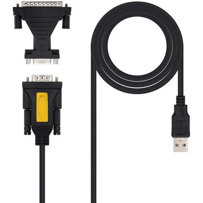 NANOCABLE Conversor USB a Serie para Impresora, Tipo A/M-RS232 DB9/M DB25/M, Macho-Macho, Negro, 1.8mts