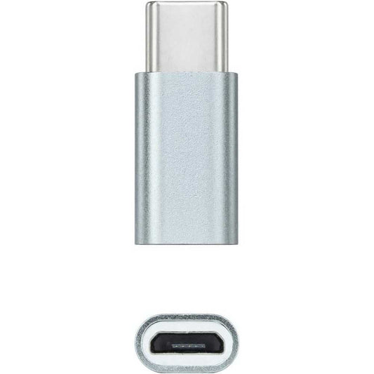 Nanocable Adaptador USB-C a Micro USB, USB-C/M-Micro B/H, Aluminio, Gris