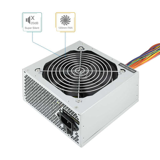 Tooq TQEP-500SSE-O Fuente de Alimentación Ventilador Silencioso 120mm con Control Automatico Velocidad 500W ATX 12V
