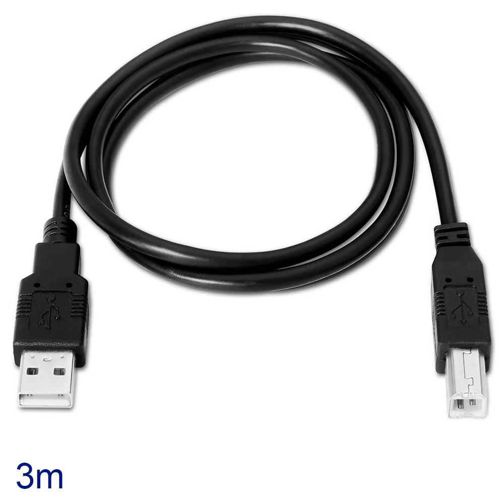 Aisens A101-0007 3m Cable USB 2.0 Macho para Impresora Tipo A/M-B/M Negro para Impresoras Escaners Discos Duros Printer