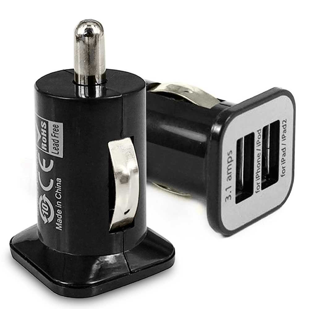 Ociodual Cargador de mechero coche Adaptador doble puerto USB Negro para Telefonos Moviles tablets