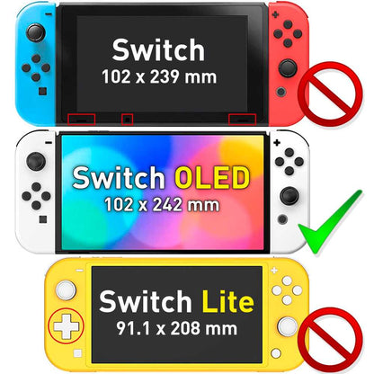 Protector de Pantalla Cristal Templado Premium Compatible con Nintendo Switch OLED Vidrio Plano 9H Anti Golpes 2.5D