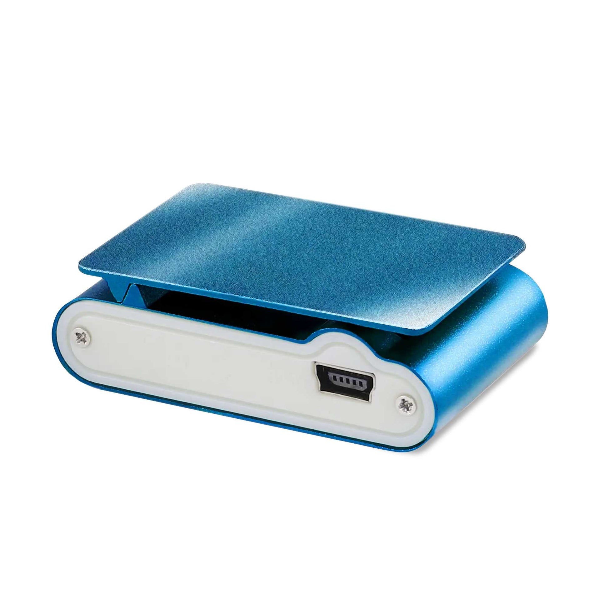 Lector Reproductor MP3 Player Azul Aluminio Puerto Mini USB Ranura para Tarjeta Micro SD con Clip Pantalla