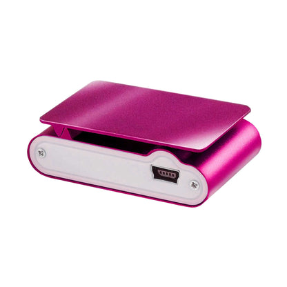Lector Reproductor MP3 Player Rosa Aluminio Puerto Mini USB Ranura para Tarjeta Micro SD con Clip Pantalla