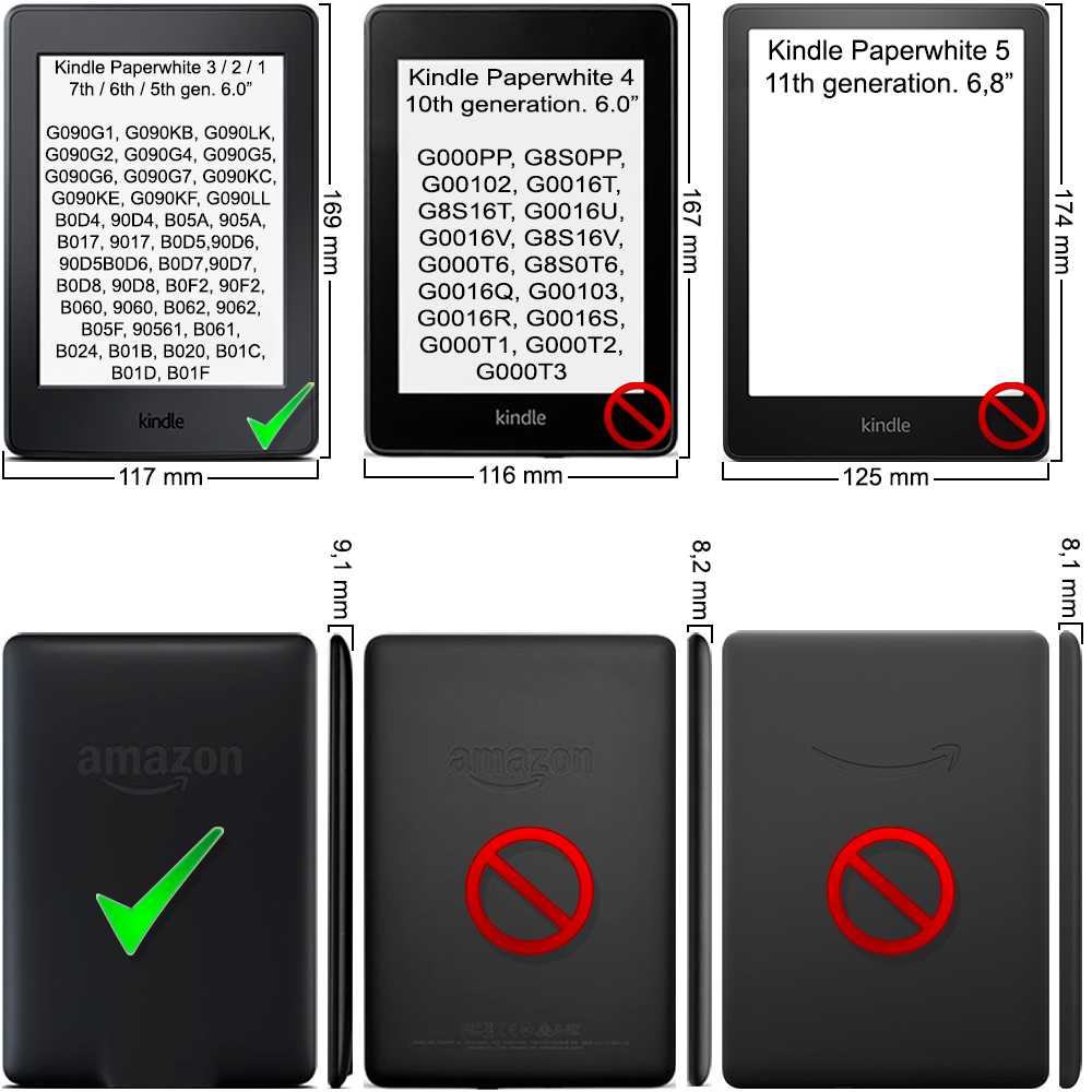 Funda Con Tapa Cierre Magnético Cuero Sintetico para Kindle Paperwhite 3/2/1 G.7/6/5 Negra