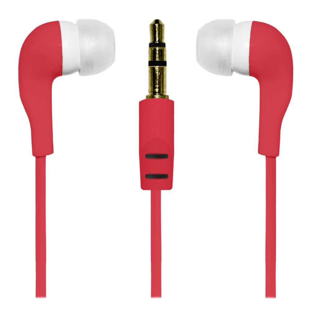 Auriculares Estéreos Conector Jack 3.5mm Rojo Cascos Intrauditivos Almohadilla Silicona Goma Blanda Suave MiniJack