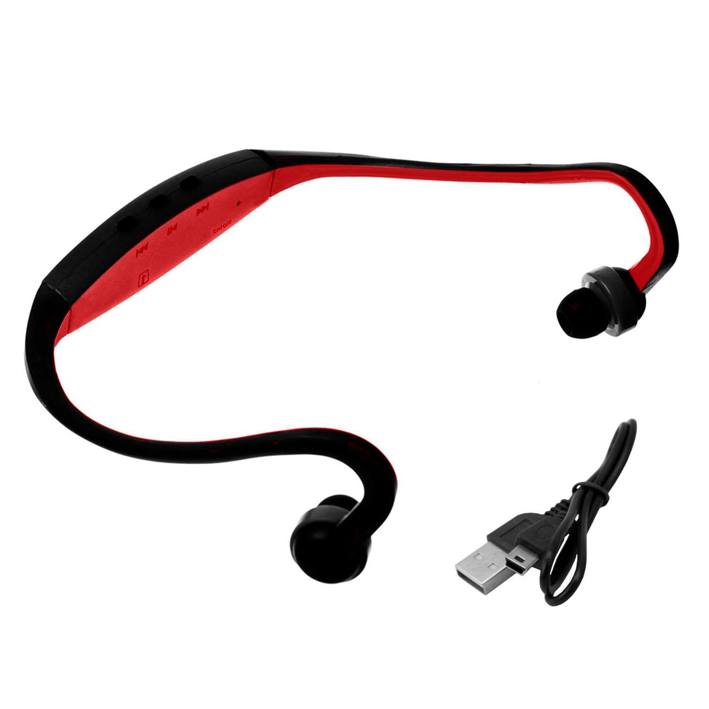 Auriculares Reproductor Bluetooth/MP3/Radio Deportivos Sin Cables Micro SD USB Sport Rojo