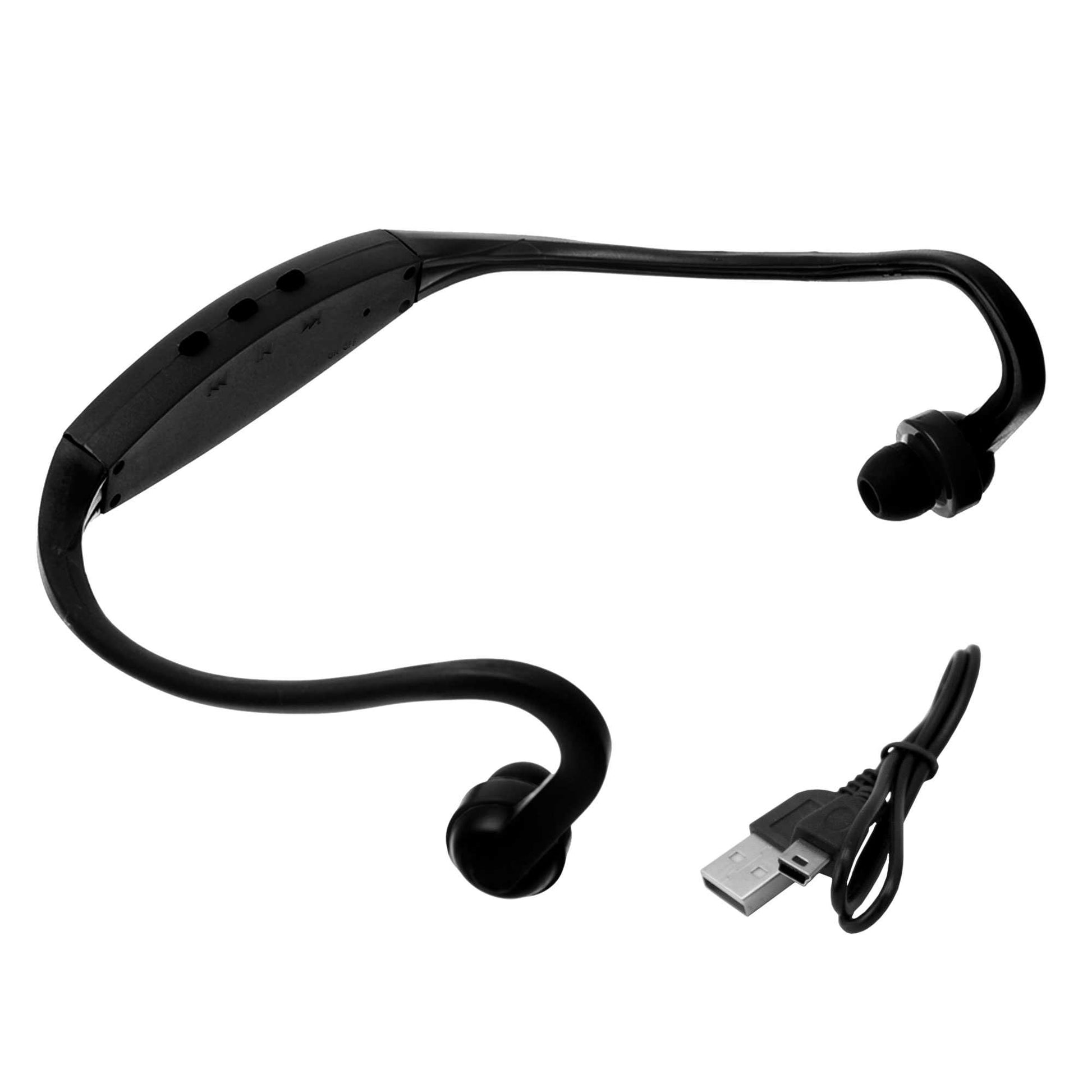 Auriculares Reproductor Bluetooth/MP3/Radio Deportivos Sin Cables Micro SD USB Sport Negro