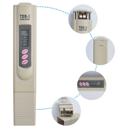 Medidor de Conductividad Digital LCD TDS-3 ppm Sonda de Temperatura Dureza Agua para Piscina Cultivo Acuario Osmosis