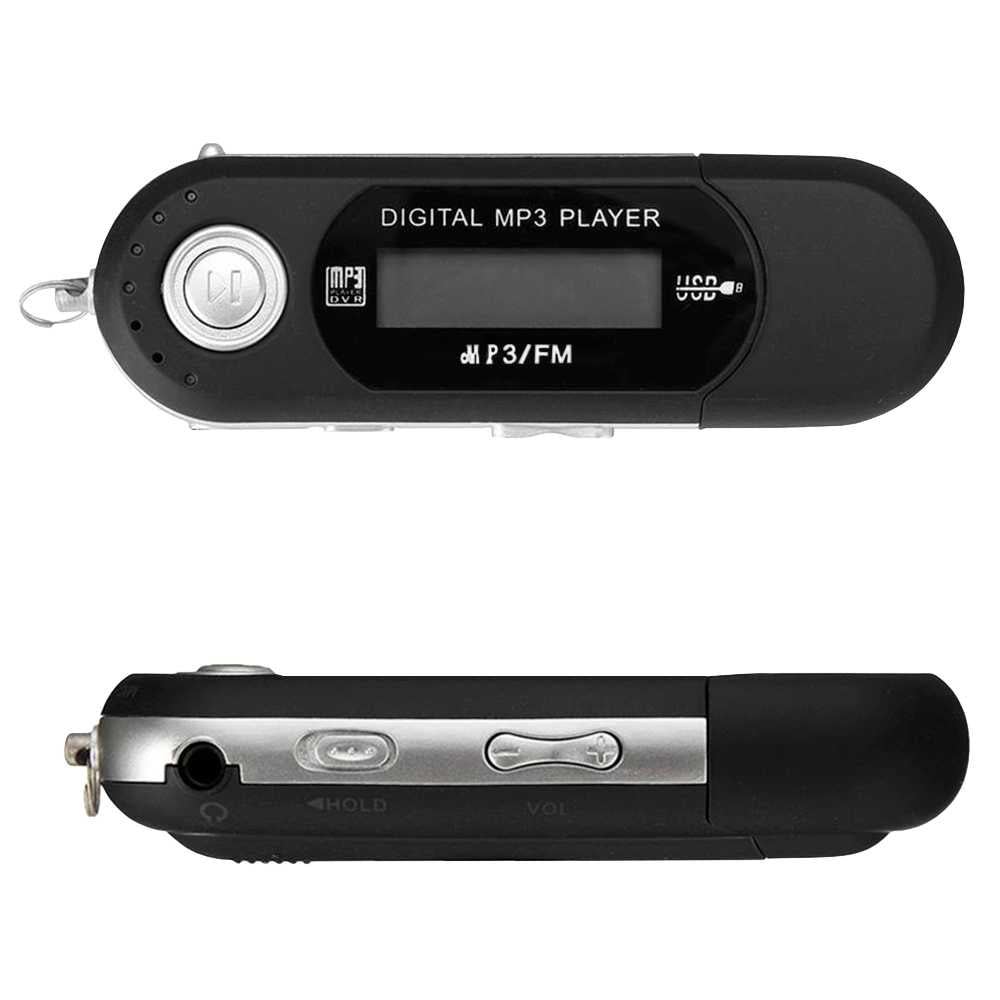 Mini USB Reproductor MP3 WMA con Pantalla LCD Digital para Musica Radio FM Negro GF80416