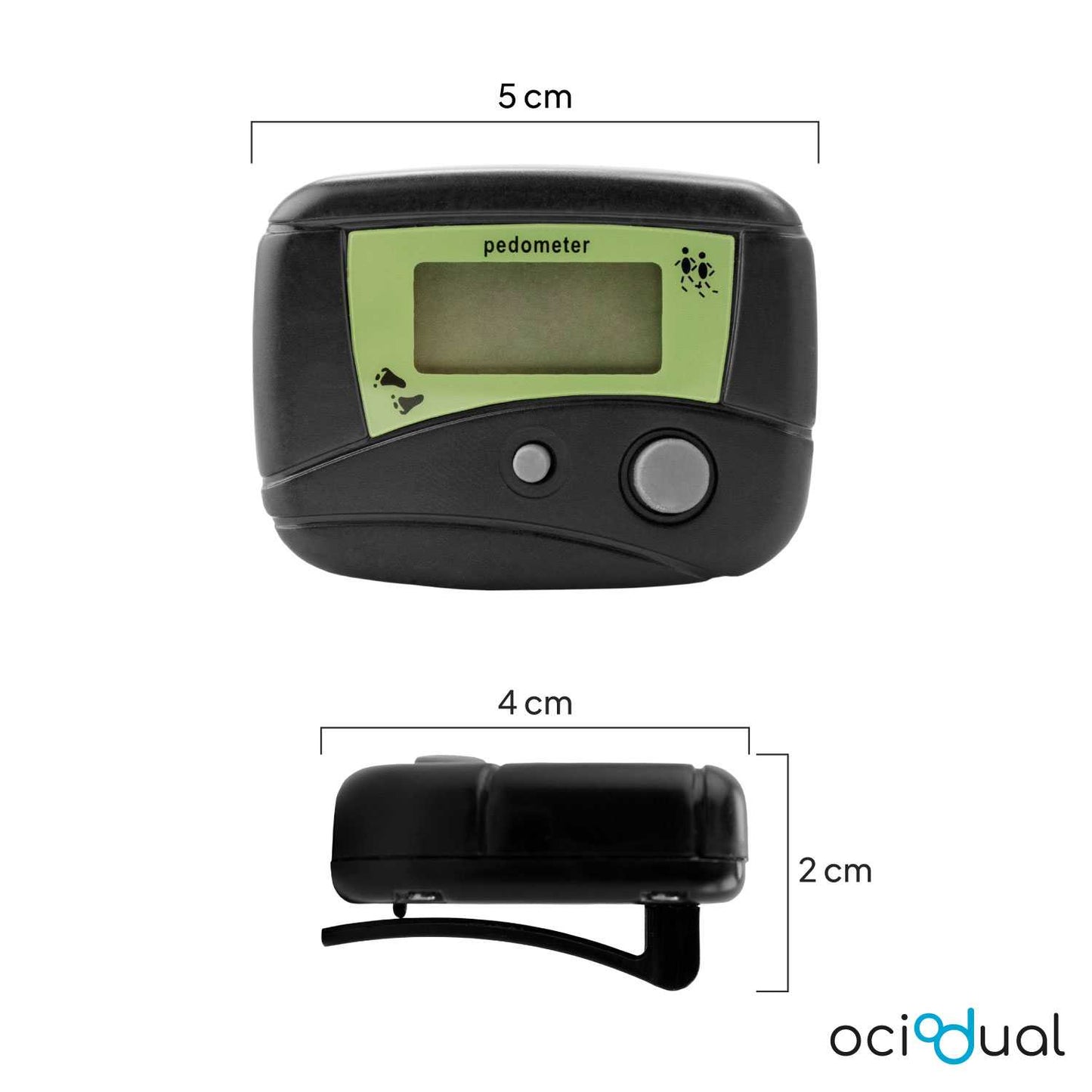 Podómetro Negro Contador de Pasos con Pantalla LCD con Clip de Fijación para Correr Caminar Andar