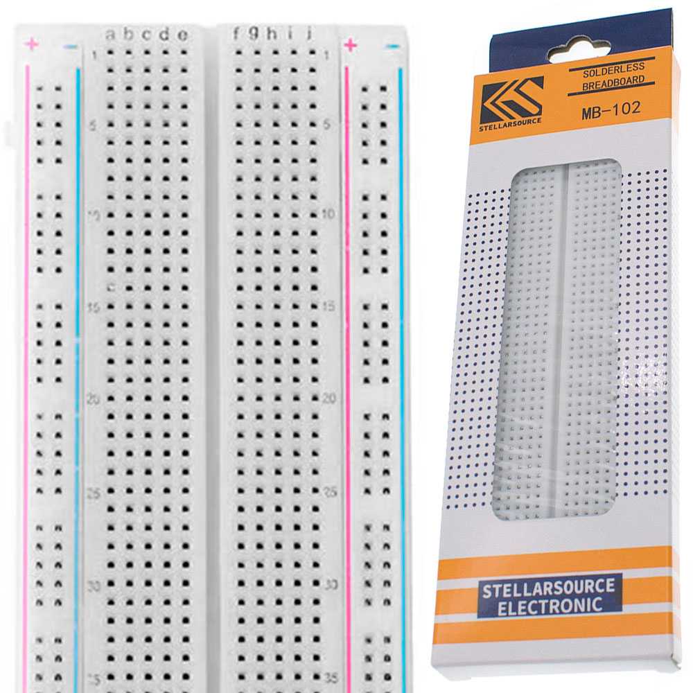 Placa de Pruebas MB 102, ProtoBoard con 830 Agujeros, sin Necesidad de Soldadura para Prototipos de Circuitos, Proyectos de Robótica