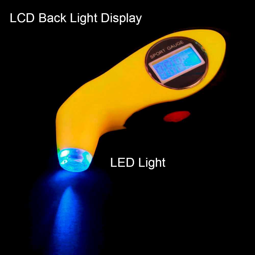 Manometro Pantalla LCD Digital LED Luz Iluminacion Presion Rueda Neumatico Coche para Válvula Americana Schrader