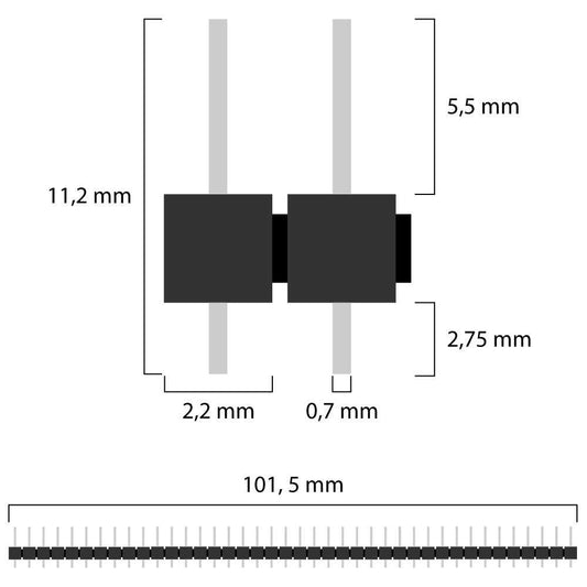 5 Filas de 1 x 40 Pines Header Macho 2,54mm Macho Male para Soldar Proyectos Robótica Electrónica Raspberry Pi AVR DIY