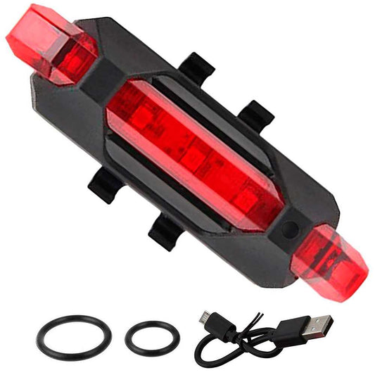 Linterna 5 LED Rojos Parte Trasera de Bicicleta con Batería Recargable USB Impermeable Luz Roja Seguridad Posición