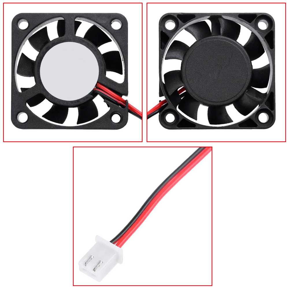Mini Ventilador 12V 3D Impresora 40x40x10 mm Fan Cooler Disipador de Calor Negro Refrigerador JST 2 Pin