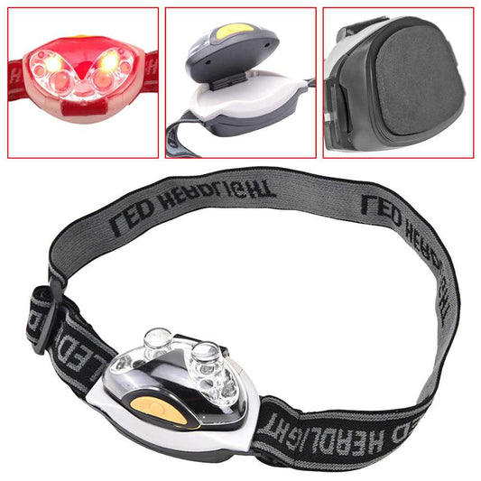 Linterna de Cabeza 4+2 LEDs Luz Frontal Lampara con Cinta Universal para Deporte