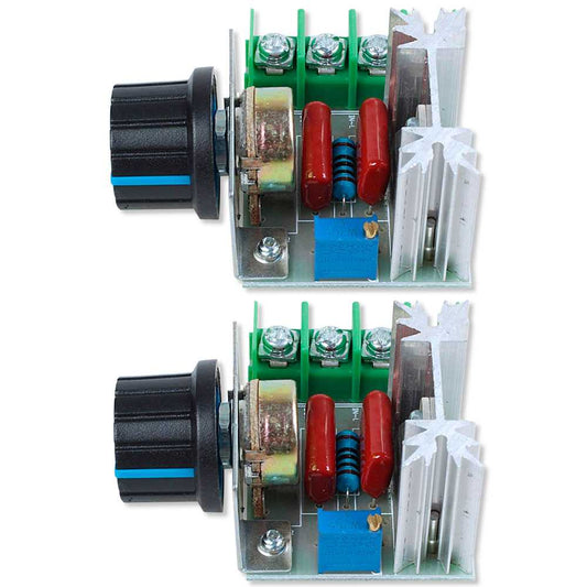 2x Regulador del Voltaje 2000W 220V 10A PWM AC Controlador de Potencia Ajustable Motor Ventilador Temperatura Tensión