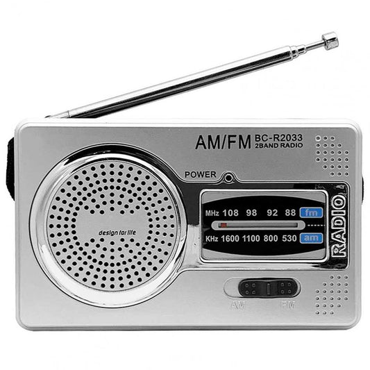 Radio de Mano BC-R2033 Analógica Mini Sintonizador AM/FM Altavoz Integrado Conector para Auriculares Jack 3.5mm