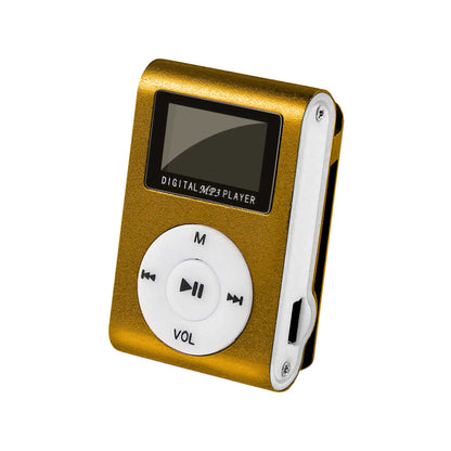 Reproductor MP3 con Clip Pantalla LCD Soporta Tarjeta Micro SD hasta 32 GB Oro Lector de Música Audio Metálico