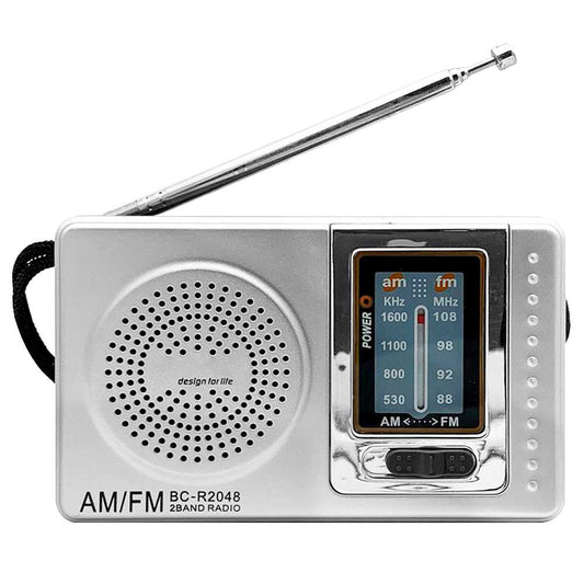Radio de Mano BC-R2048 Analógica Mini Sintonizador AM/FM Altavoz Integrado Conector para Auriculares Jack 3.5mm