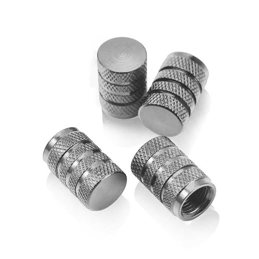 4 Tapones de Aluminio Modelo Circular Plateados para Ruedas Válvulas Schrader Coches Motos Motocicletas Tapón de Protección Neumaticos con Válvula Americana Coche Moto Moticicleta Metálicos Cubierta Tapa