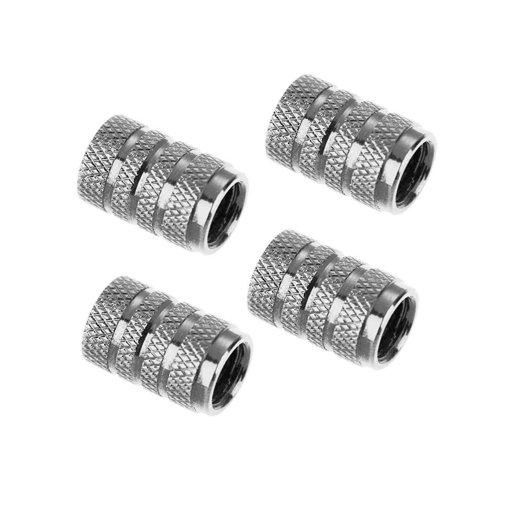 4 Tapones de Aluminio Modelo Circular Plateados para Ruedas Válvulas Schrader Coches Motos Motocicletas Tapón de Protección Neumaticos con Válvula Americana Coche Moto Moticicleta Metálicos Cubierta Tapa