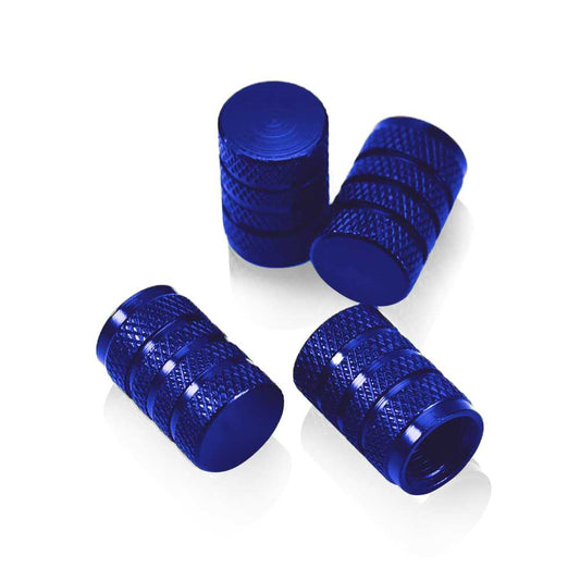 4 Tapones de Aluminio Modelo Circular Azules para Ruedas Válvulas Schrader Coches Motos Motocicletas Tapón de Protección Neumaticos con Válvula Americana Coche Moto Moticicleta Metálicos Cubierta Tapa