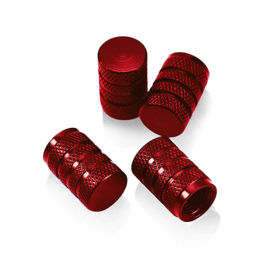4 Tapones de Aluminio Modelo Circular Rojos para Ruedas Válvulas Schrader Coches Motos Motocicletas Tapón de Protección Neumaticos con Válvula Americana Coche Moto Moticicleta Metálicos Cubierta Tapa