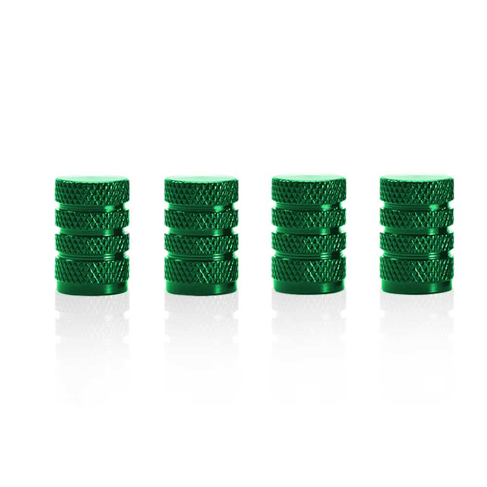 4 Tapones de Aluminio Modelo Circular Verdes para Ruedas Válvulas