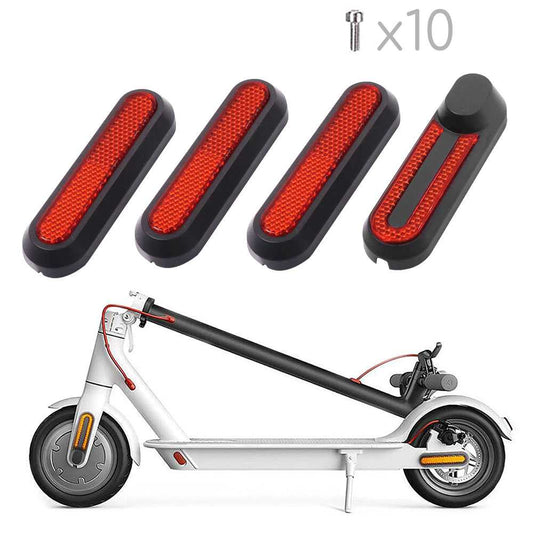 4 Tapas Reflectantes para de Patinete Eléctrico, Cubierta Reflectante en Color Rojo, 2 Traseras y Dos Delanteras para Xiami M365, Pro, 1S, Essential, Pro2, Mi3, Rojo