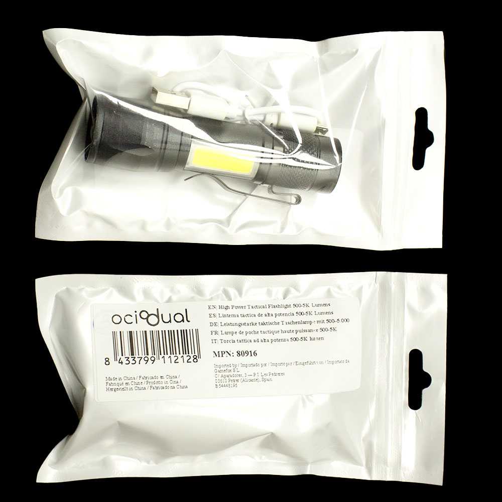 Linterna LED Recargable USB con 3 Modos de enfoque para Senderismo, Pesca, Camping, Alta potencia, Foco Ajustable