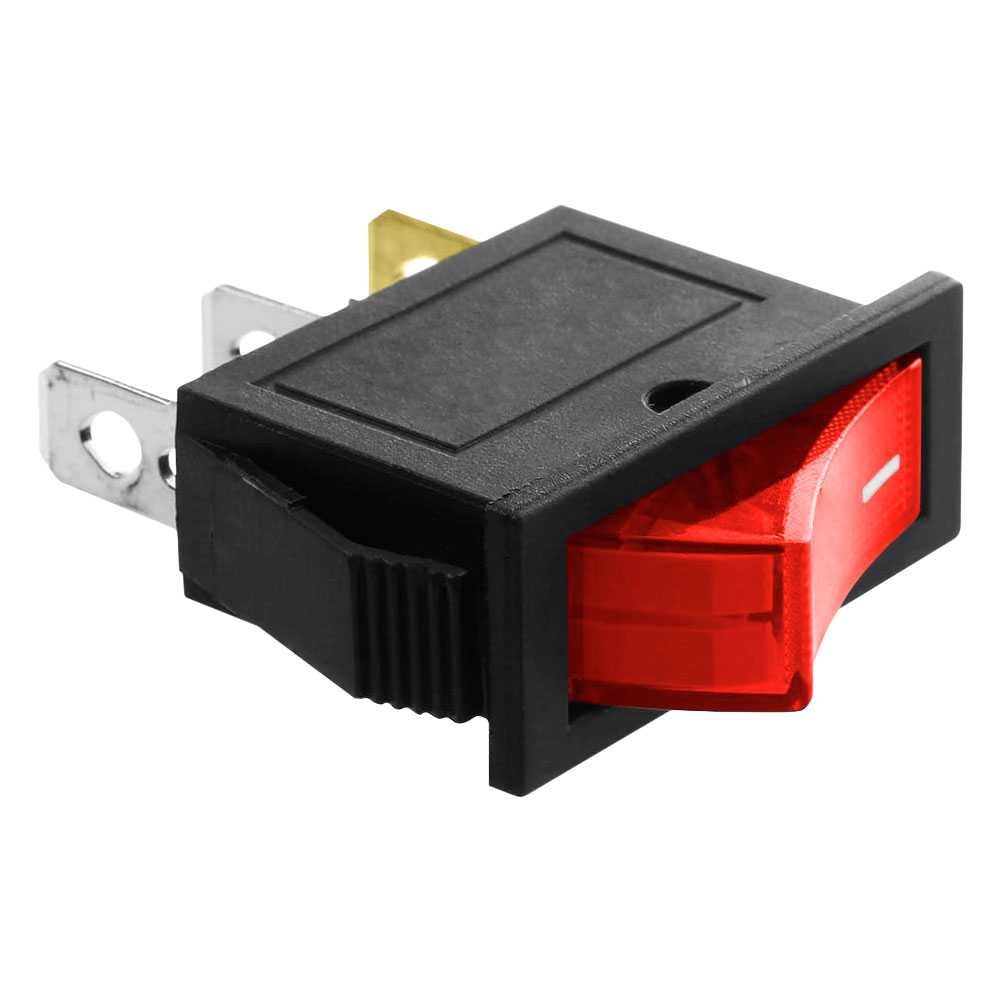 Interruptor Basculante KCD3 SPST, Forma Rectangular con 3 Pines y Posiciones ON/OFF, Admite Hasta 16A 250VAC, Luz Roja