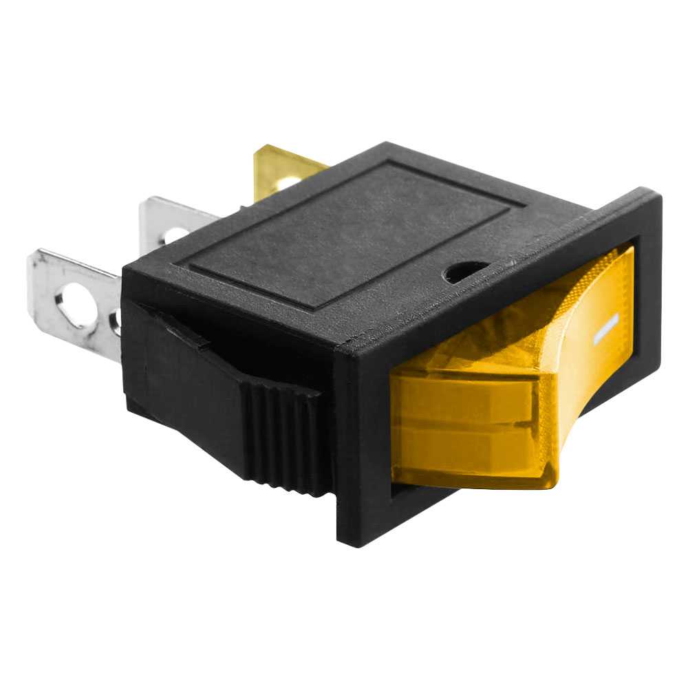 Interruptor Basculante KCD3 SPST, Forma Rectangular con 3 Pines y Posiciones ON/OFF, Admite Hasta 16A 250VAC, Luz Amarilla