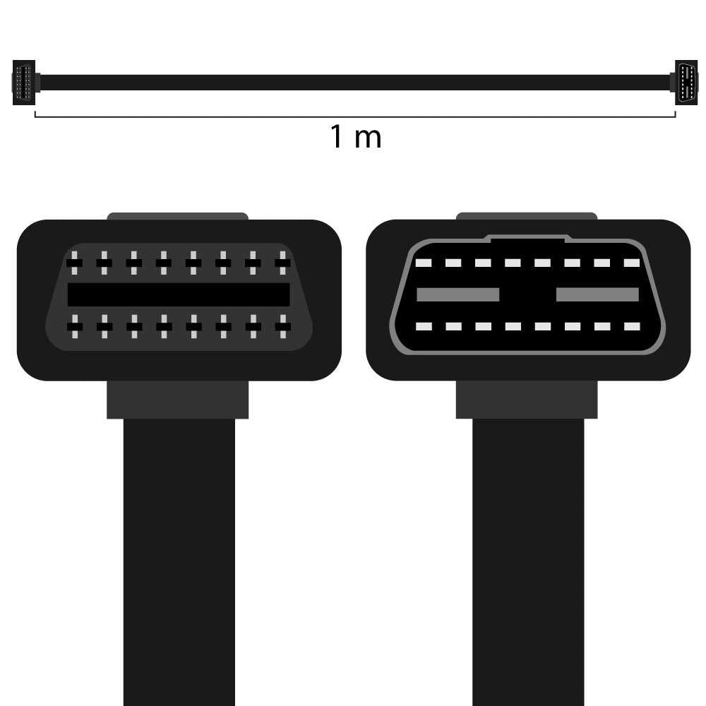 Cable de extensión de OBD2 OBDII Macho 16Pin al conectador de diagnóstico Femenino